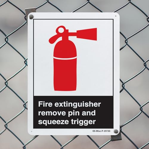 Fire Extinguisher Remove Pin And Squeeze Trigger ANSI Aluminum Sign 24 Inch x 18 Inch - 5 Pack - color: Aluminum, size: 5 Pack of 24" x 18"