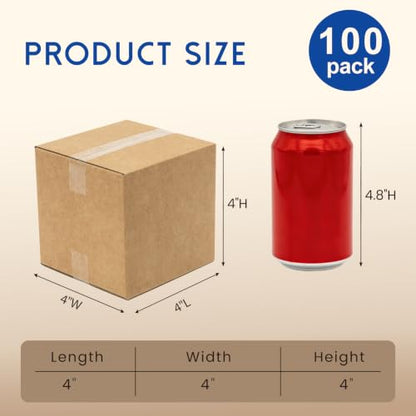 Mefleet 4x4x4" Small Shipping Boxes 100 Pack Corrugated Cardboard Box Brown - size: 4x4x4 inches (100 Pack)