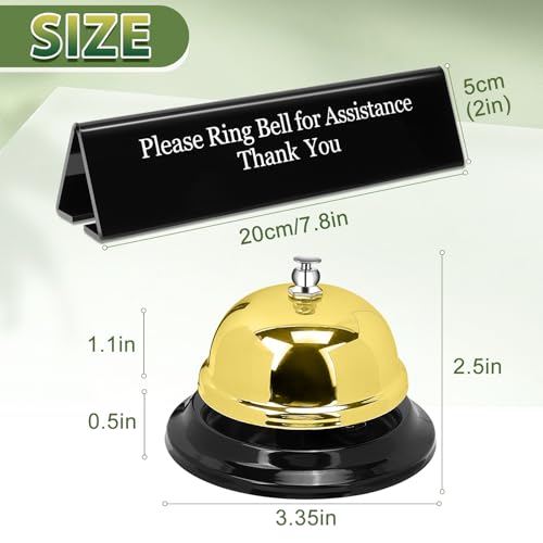 UCEC Desk Bell for Service, Ring Bell Sign, Dinner Bell for Inside - size: 1+1 Pack, Yellow