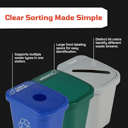 City Box Recycling Plastic Trash Can with Lid for Office - color: Recycle Waste, size: 7 Gallon