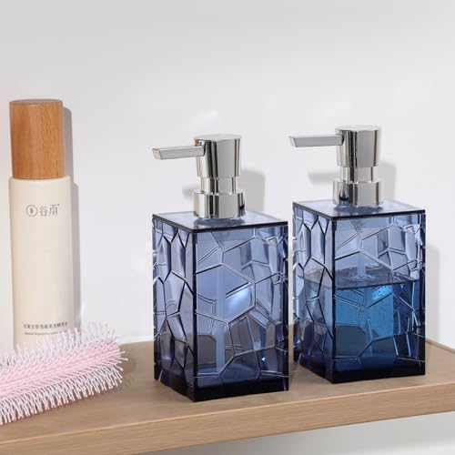 Clear Acrylic Pump Bottle Refillable Lotion Soap Dispenser 10oz Blue - color: Clear Blue, size: 1 Pack