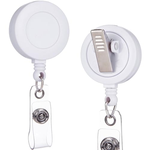 QREEL Badge Reel, ID Badge Holder Retractable Clip, White, Bulk 25 Pack - color: White, size: 25 Pack