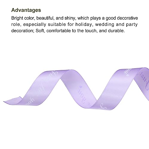 MECCANIXITY 1 Inch 50 Yard Wide Satin Ribbon Just for You Personalized Grosgrain Valentine Ribbon for Gift Wrapping Cake Box Bows, Lavender Purple - color: Lavender Purple,White