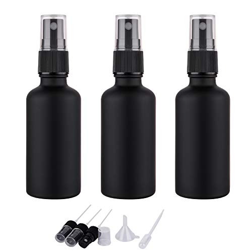 2oz Frosted Black Glass Spray Bottles for Essential Oils, Set of 3 - color: Frosted Black