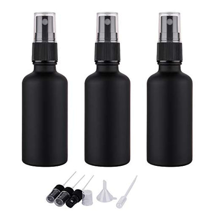 2oz Frosted Black Glass Spray Bottles for Essential Oils, Set of 3 - color: Frosted Black