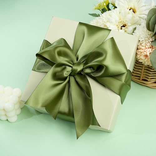 Moss Green Double-Faced Satin Ribbon, 3 Inch x 10 Yards - color: Moss