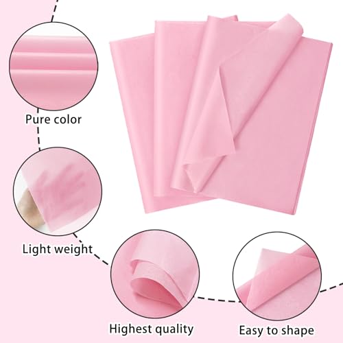 120 Sheets 14 x 20 Inch Pink Tissue Paper for Gift Bag Wrapping - color: Pink