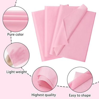 120 Sheets 14 x 20 Inch Pink Tissue Paper for Gift Bag Wrapping - color: Pink