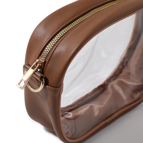 TOBVZOO Clear Bag Stadium Approved, Crossbody Transparent Bag for Concerts Sports Events, Purses for Men & Women - color: Brown