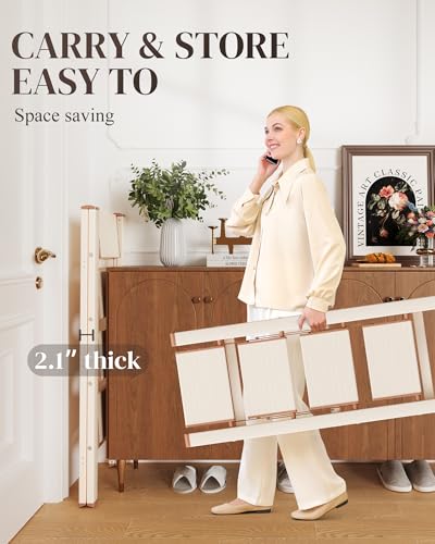 4 Step Ladder, Foldable Aluminum Step Stool with Anti-Slip Pedal - color: Cream Chocolate, size: 4 Step