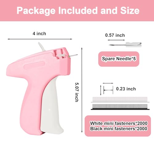 Stitch Gun for Clothes, Mini Stitchy Sewing Gun, Handheld Tagging Gun for Quick Clothing Fixer- Includes 6 Needle, 2000 Black Fasteners & 2000 White Fasteners