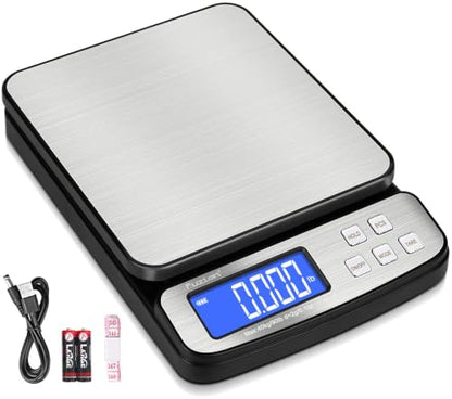 Fuzion Digital Shipping Postal Scale 90lb x 0.1oz, Stainless Steel Platform - color: Stainless Steel