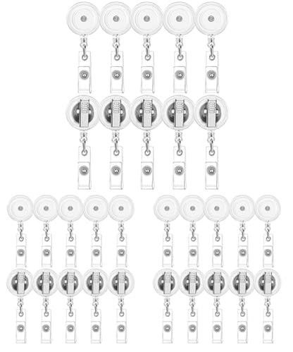 Retractable Badge Reels with Swivel Alligator Clip,Heavy Duty Badge Holders - color: Translucent Clear