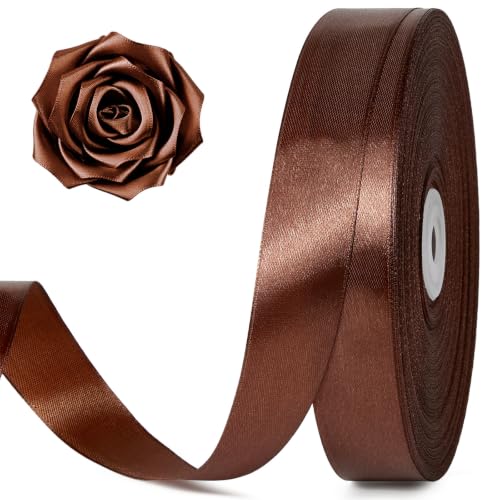 Brown Satin Ribbon 1 Inch x 100 Yards - color: Brown