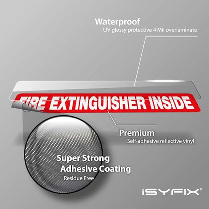 iSYFIX Fire Extinguisher Inside Sign, 12x2.5 Inch, Red Reflective, 5 Pack - color: Red Reflective, size: 12x2.5 (5 Pack)