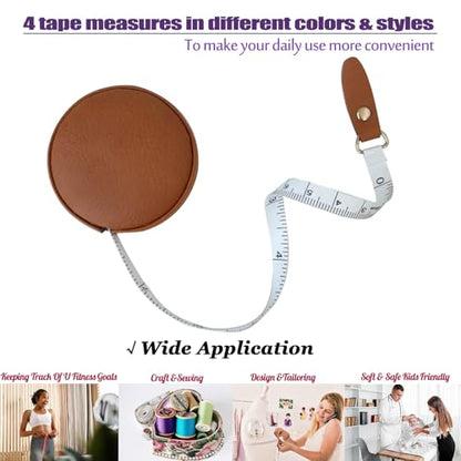 Tape Measure for Body Measuring Medical Body Cloth Tailor Craft Dieting Measuring Tape, 60 Inch/1.5 M Dual Sided Measuring Tape for Body Fabric Sewing（2 Pieces，Brown） - color: Brown 2 pack