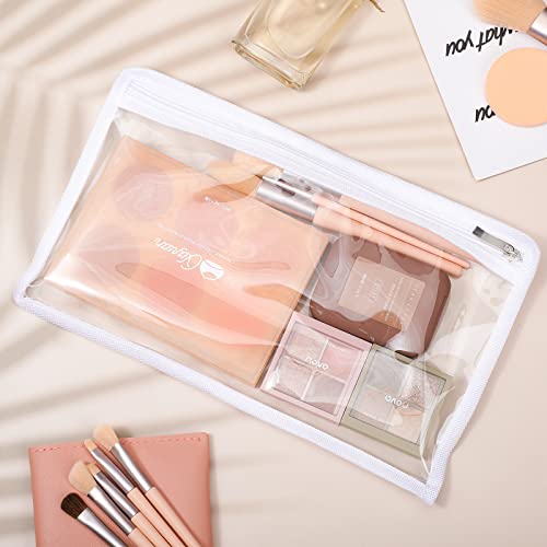 Outus 8 Pcs Clear Zipper Pencil Pouches PVC Makeup Pouch Envelopes Folder - color: White Edging, size: 11.5 x 7 Inches