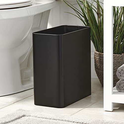 mDesign Decorative Trash Can, 12" x 6.25" x 13", Black Steel, 10 Liter/2.6 Gallon Capacity - color: Black