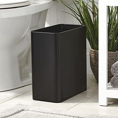 mDesign Decorative Trash Can, 12" x 6.25" x 13", Black Steel, 10 Liter/2.6 Gallon Capacity - color: Black