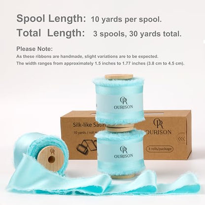 Silk Satin Ribbon 1-1/2 Inch x 30 Yards Light Blue - color: Baby Blue