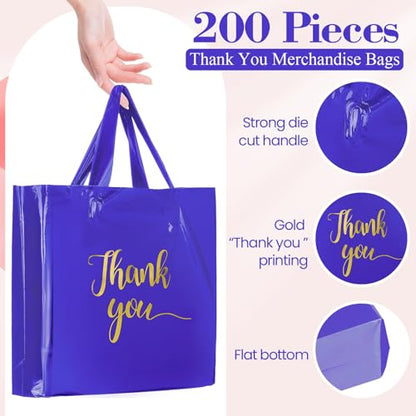 Teling 200 Pcs Thank You Shopping Bags with Handle,Purple - color: Purple