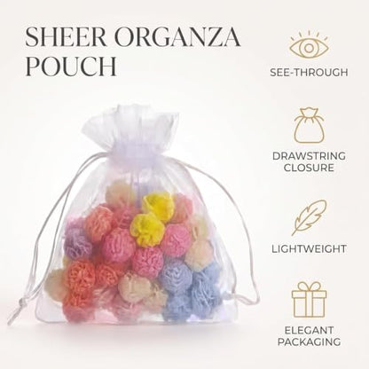 50Pcs White Mini Sheer Organza Gift Bags, 2x3 Breathable Storage Bag with Drawstring, Mesh Bags for Wedding Favor Party Pouch, for Party, Jewelry, Christmas, Festival, Bathroom Soaps,Wrapping Supplie
