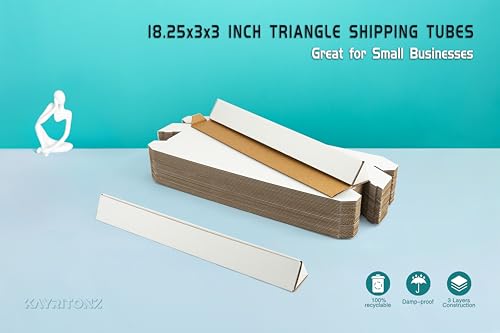 Triangle Mailing Tube, 18.25x3x3 inch Cardboard Box, 25-Pack