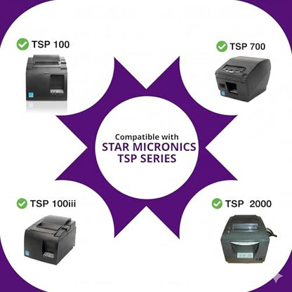 Thermal Paper Compatible with Star Micronics TSP100iii, TSP100-20 Rolls - size: 20 Rolls, style: Star Micronics