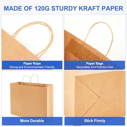 Maitys 12 Pcs 18x14x7 Inch Brown Large Kraft Paper Gifts Bags with Handles - color: Brown 1, size: 18x14x7 Inch