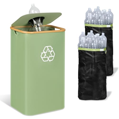 iEGrow 110L Recycling Bins for Kitchen,29Gal Recycle Bins with Lid,Green - color: Green, size: 29 Gallons - No Wheels