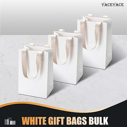 White Gift Bags with Handles 10Pcs 5.25"x3.75"x8" Small - color: White, size: 5.25x3.75x8 Inch (Pack of 10)