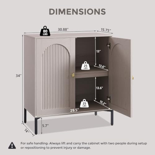 IFGET 92.63"W Modern Arch Sideboard Buffet Cabinet with Storage, Light Grey - color: Light Grey, size: 3 Pieces