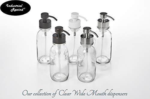 Clear Wide Mouth Glass Soap Dispenser with Stainless Metal Pump with Coaster for Non Slip Bottom/Countertop Protector - 16oz Glass Jar Lotion Bottle by Industrial Rewind (ClearWM/Stainless) - color: Clearwm/Stainless