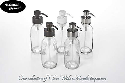 Clear Wide Mouth Glass Soap Dispenser with Stainless Metal Pump with Coaster for Non Slip Bottom/Countertop Protector - 16oz Glass Jar Lotion Bottle by Industrial Rewind (ClearWM/Stainless) - color: Clearwm/Stainless