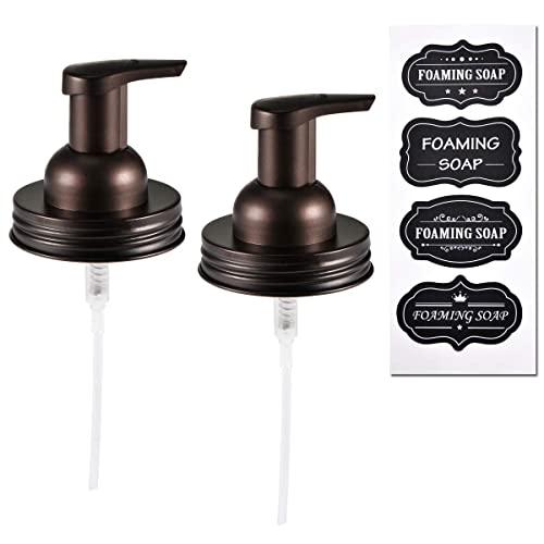 Amolliar Mason Jar Foaming Soap Dispenser Lid, Foam Soap Pump, Bronze 2Pack - color: Bronze, size: 2 Pack