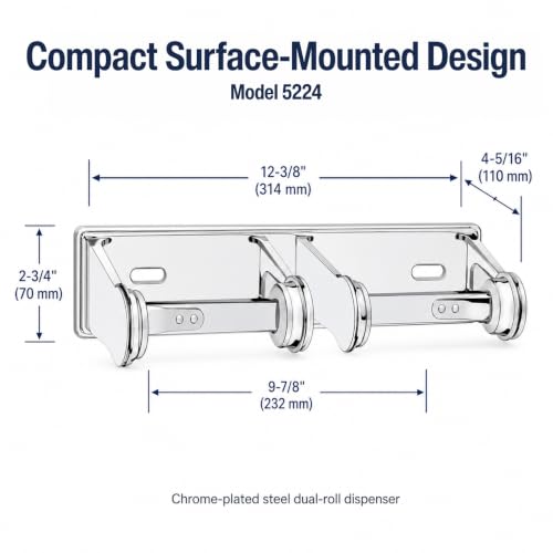 Bradley 5224 Tension Spring Control Dual Roll Toilet Paper Dispenser - color: Tension Spring Control