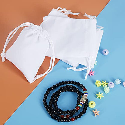 Shintop 10Pcs 3x4 Inch Velvet Drawstring Gift Bags for Wedding - color: White, size: 1 Count (Pack of 10)