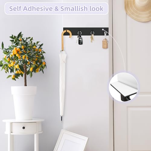VIS'V Key Holder Wall Mount, Large Adhesive Key Hanger with 4 Hooks, Black - color: Black