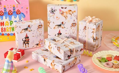 Sikiweiter Dog Birthday Wrapping Paper Roll - 17 Inches x 16.5 Feet, Fun and Colorful Dog Party Print, Perfect for Gifts and Celebrations(Dog Birthday) - color: Dog Birthday