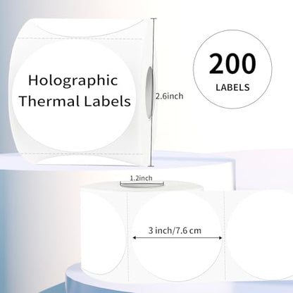 3 Inch White Round Thermal Sticker Labels, Waterproof Circle Direct Thermal Labels, Multi-Purpose Self-Adhesive Sticker Label for DIY Logo Design- 200 Sheet/Roll - color: White, size: 3 inch
