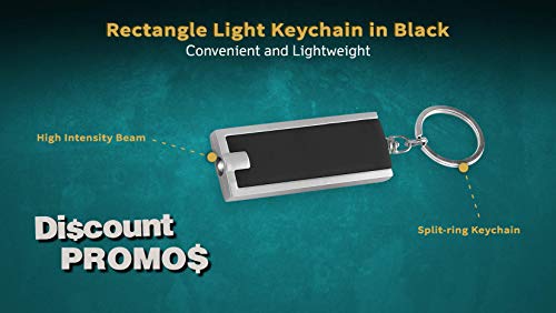 DISCOUNT PROMOS 10 Flashlight Keychains Pack - Rectangle, Plastic - Black - color: Blank – Black, size: 10 keychains