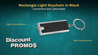 DISCOUNT PROMOS 10 Flashlight Keychains Pack - Rectangle, Plastic - Black - color: Blank – Black, size: 10 keychains