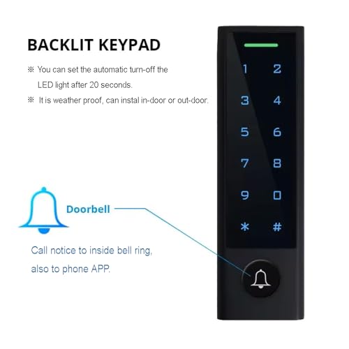 WiFi Remote Manage IP66 Watreproof Access Control Keypad 600lbs Magnetic Lock Push Exit Button Smart Phone App Remote ADD/Delete User - style: Smart Full Kit with Push Exit