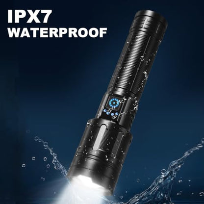 MIXILIN Rechargeable LED Flashlights High Lumens, Super Bright 99000 Lumens Flashlight with 5 Modes, Waterproof Powerful Flash Light Handheld Flashlights for Home Camping Emergencies - 2 Pack