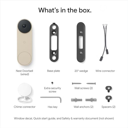 Google Nest Doorbell (Wired, 3rd Gen) - 2K Video, Live View - 2025 - Linen - color: Linen, style: Wired