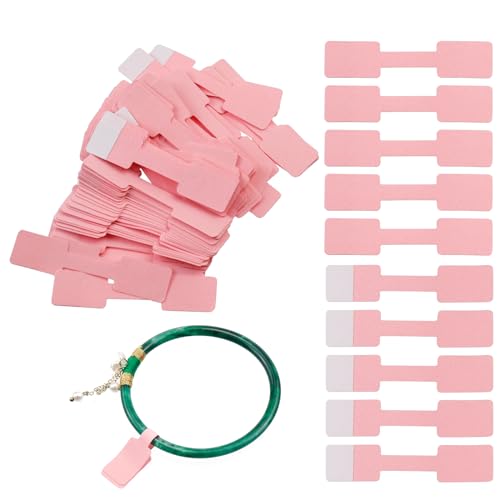 Jewelry Price Tags Labels, Self Adhesive, Rectangular, Pink-100pcs