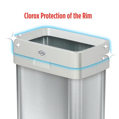 Clorox Slim Open Top Stainless Steel Trash Can, Silver, 13 Gallon / 50L - color: Stainless Open Top