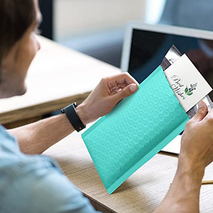 UCGOU Bubble Mailers 4x8" Teal 50 Pack Usable Size 4x7" Padded Envelopes - color: Teal, size: 4x8" 50PC