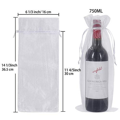 Shintop 30Pcs White Organza Drawstring Wine Bags - color: White