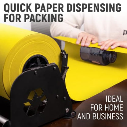 18" Paper Dispenser with Cutter + Yellow Kraft Paper Roll - color: Yellow, size: 1 Roll + Dispenser